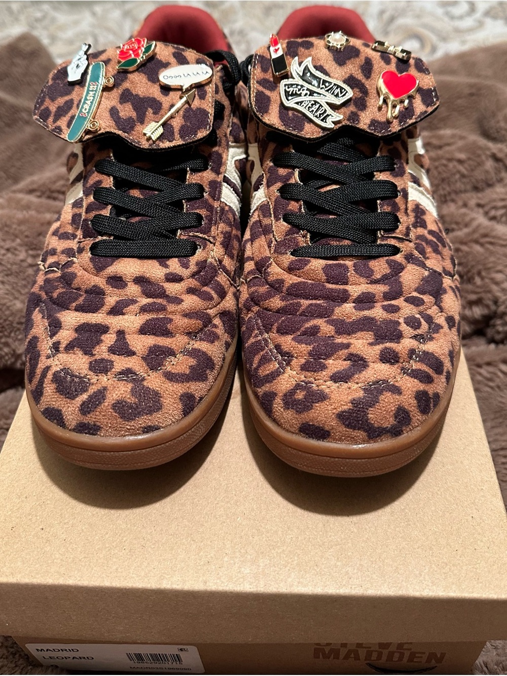 Women Madrid Leopard Print Low-Top Sneakers- Brown